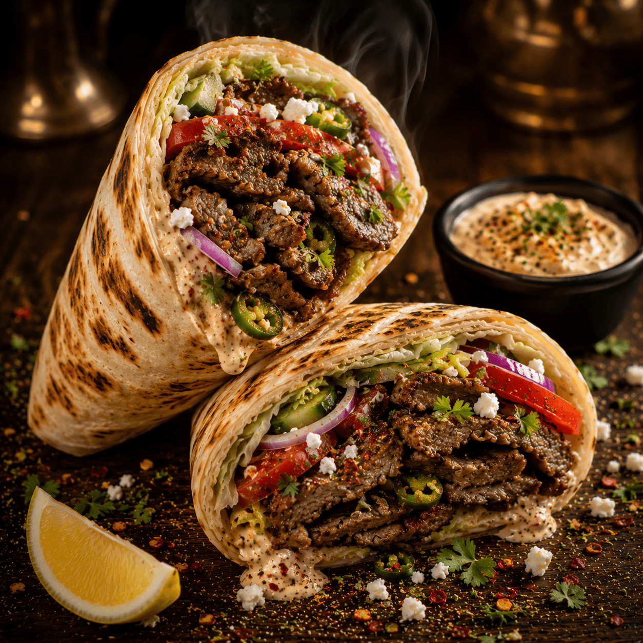 Spicy Beef Gyro Sandwich